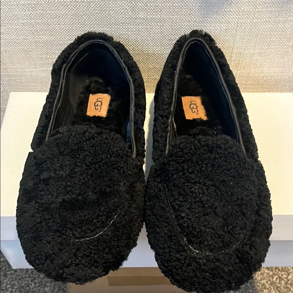 UGG Black Fuzzy Loafers